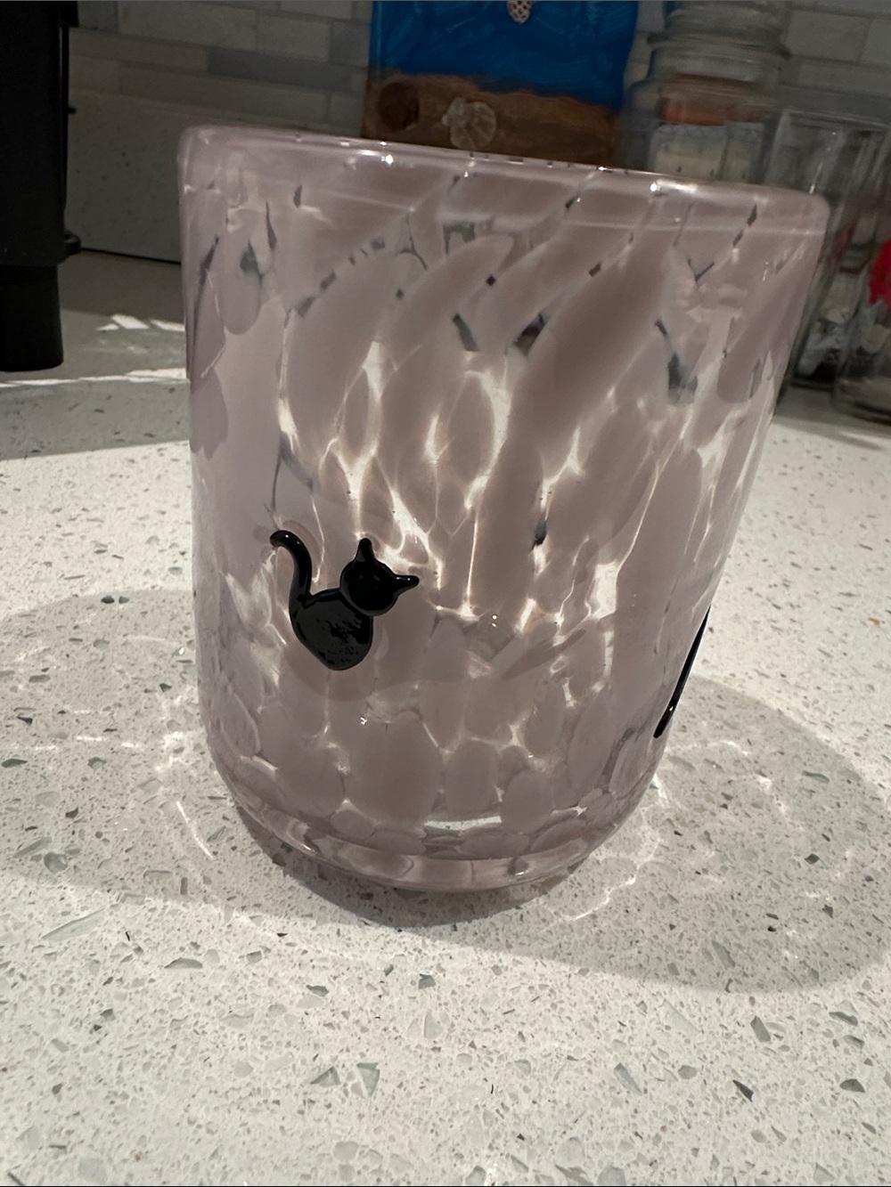 Handblown Cat & Witch Glass Cup